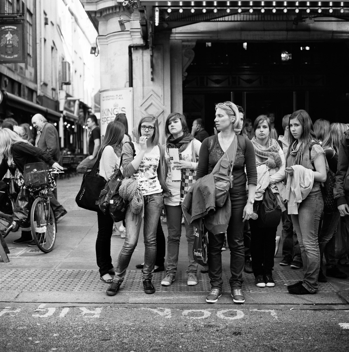 Street Photography London 120 Film  - Waiting for a traffic light