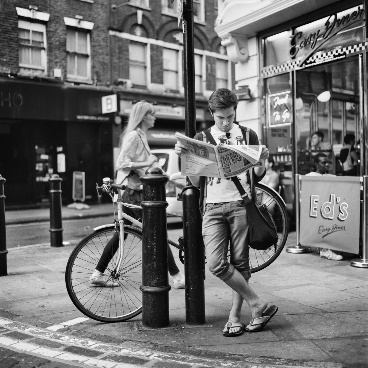 Street Photography London 120 Film  - Man with a Newspaper