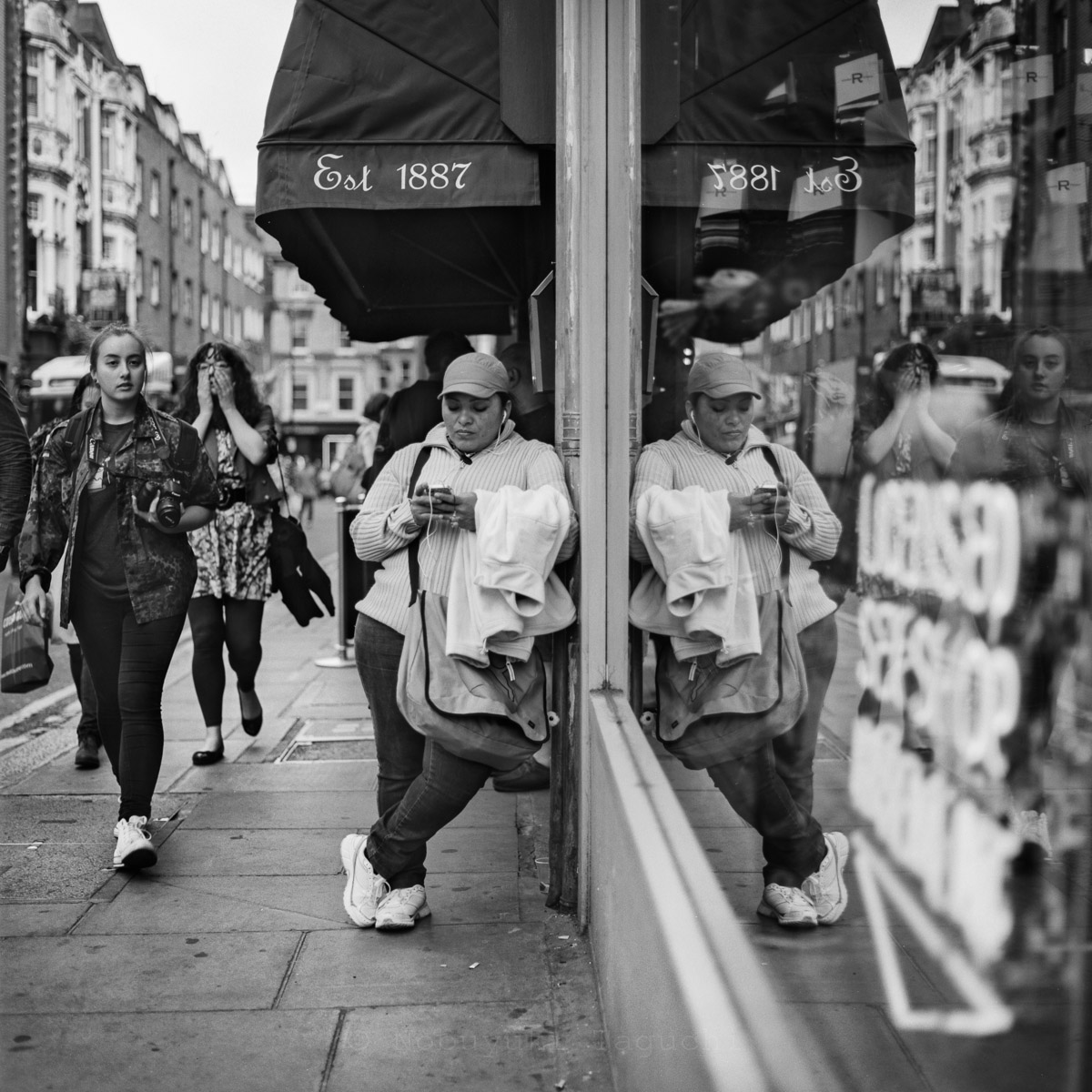 Street Photography London 120 Film  - Woman with a cap in Old Compton street