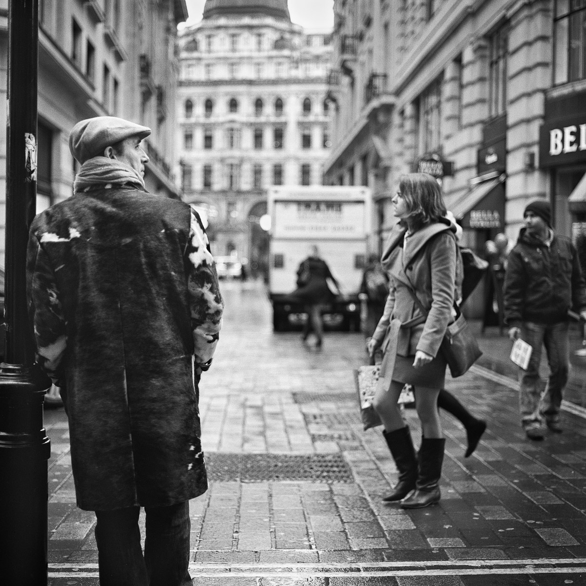Street Photography London 120 Film  - Man Waiting - Little Argyll Street, London