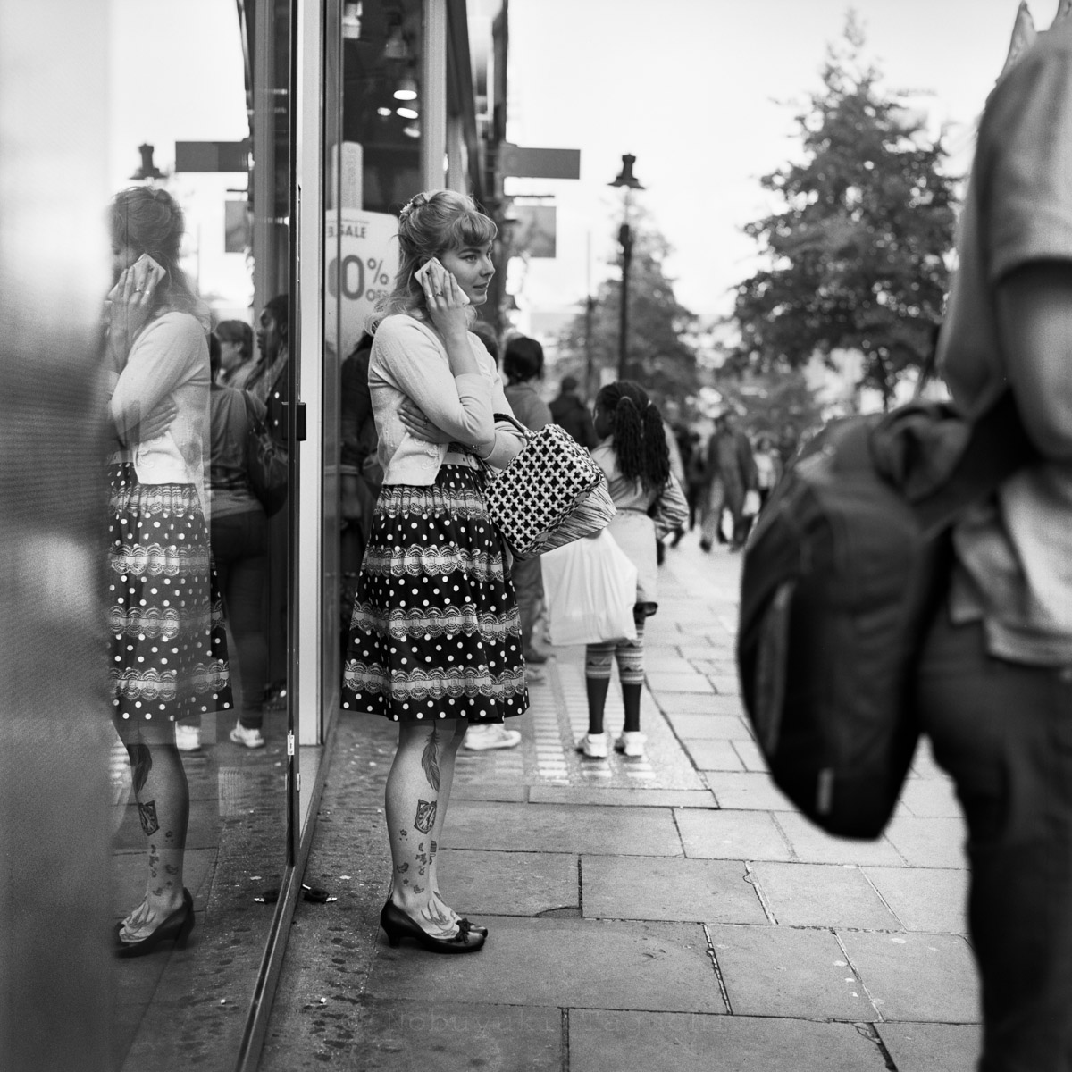 Street Photography London 120 Film  - Girl with tattoo James Street