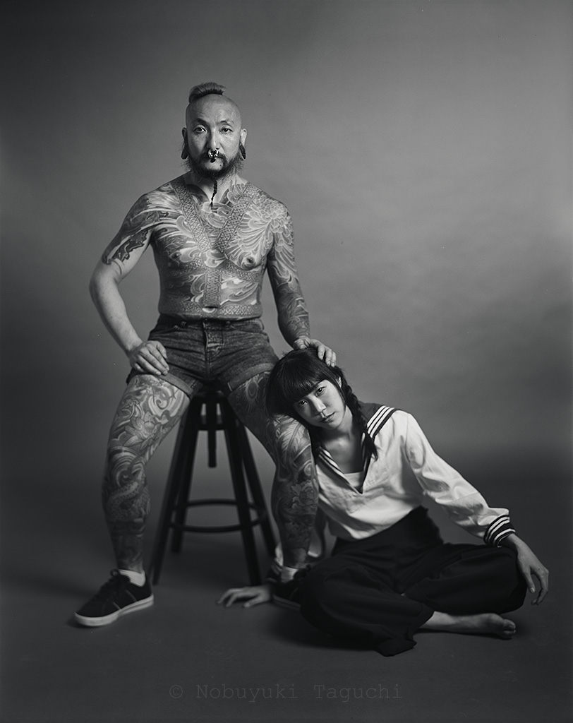 Portrait - Large Format - Tattooed Man with Girl